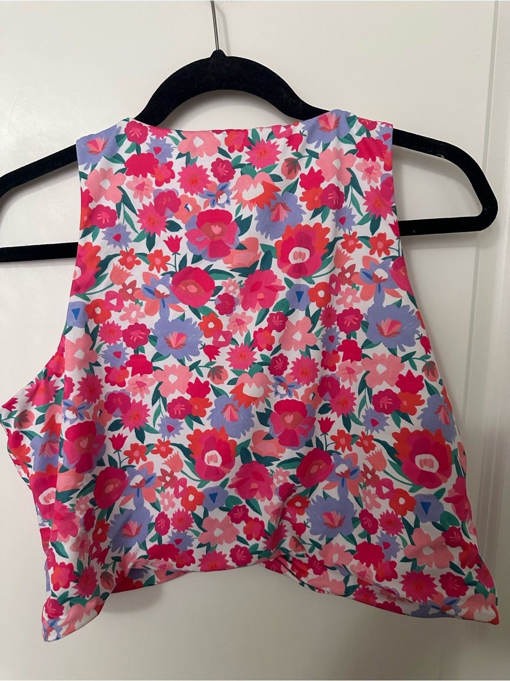 Chic soul Bright Floral Sleeveless Crop Top in Pink & Lavender bikini set